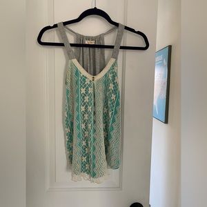 Rewind Tank Top with Lace Overlay